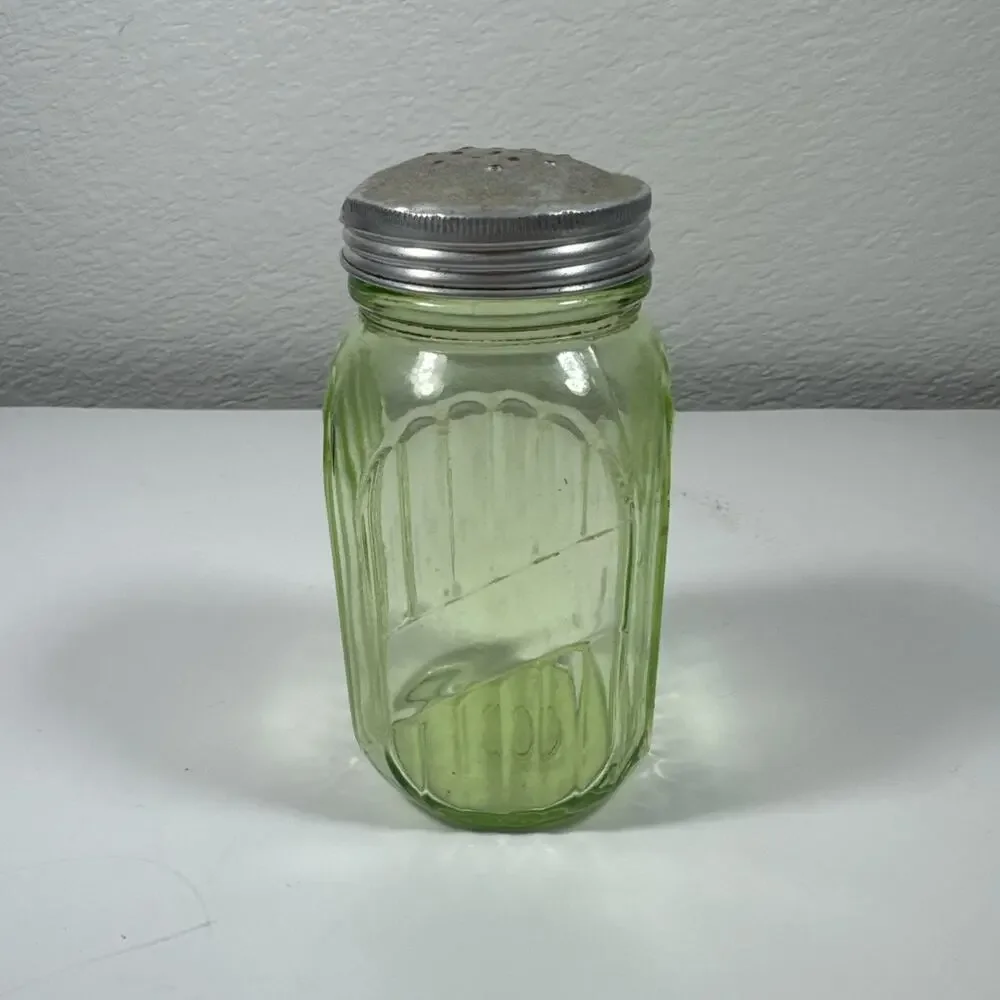Green Depression Glass Shaker URANIUM Hocking Ribbed Range Hoosier 1930s